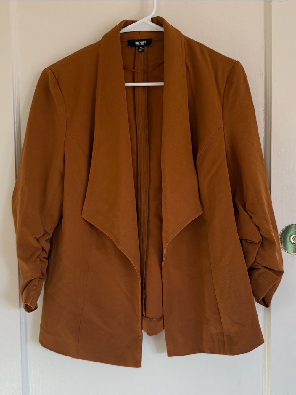 Premise Draped Blazer with Ruched Sleeves
